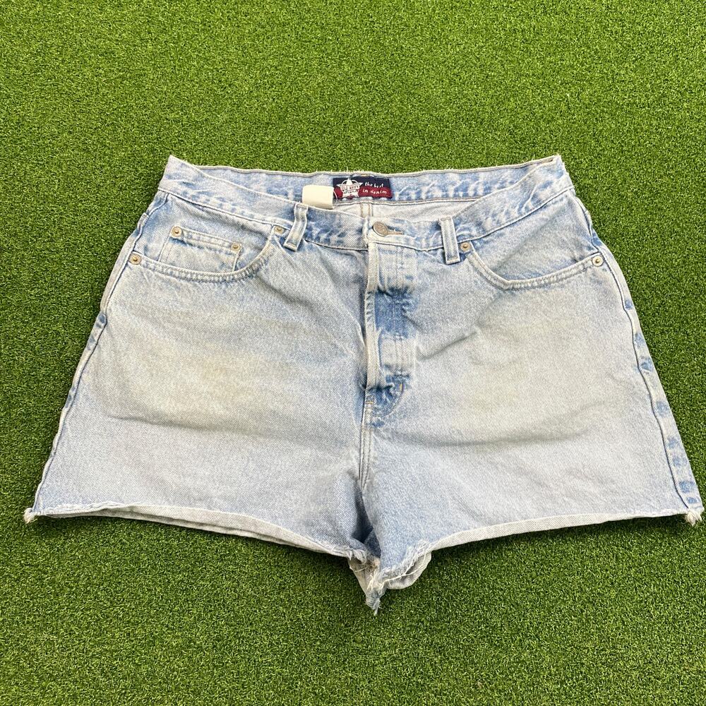 Vintage Old Navy Light Wash Denim Frayed Hem Distressed Jean Shorts Sz 14